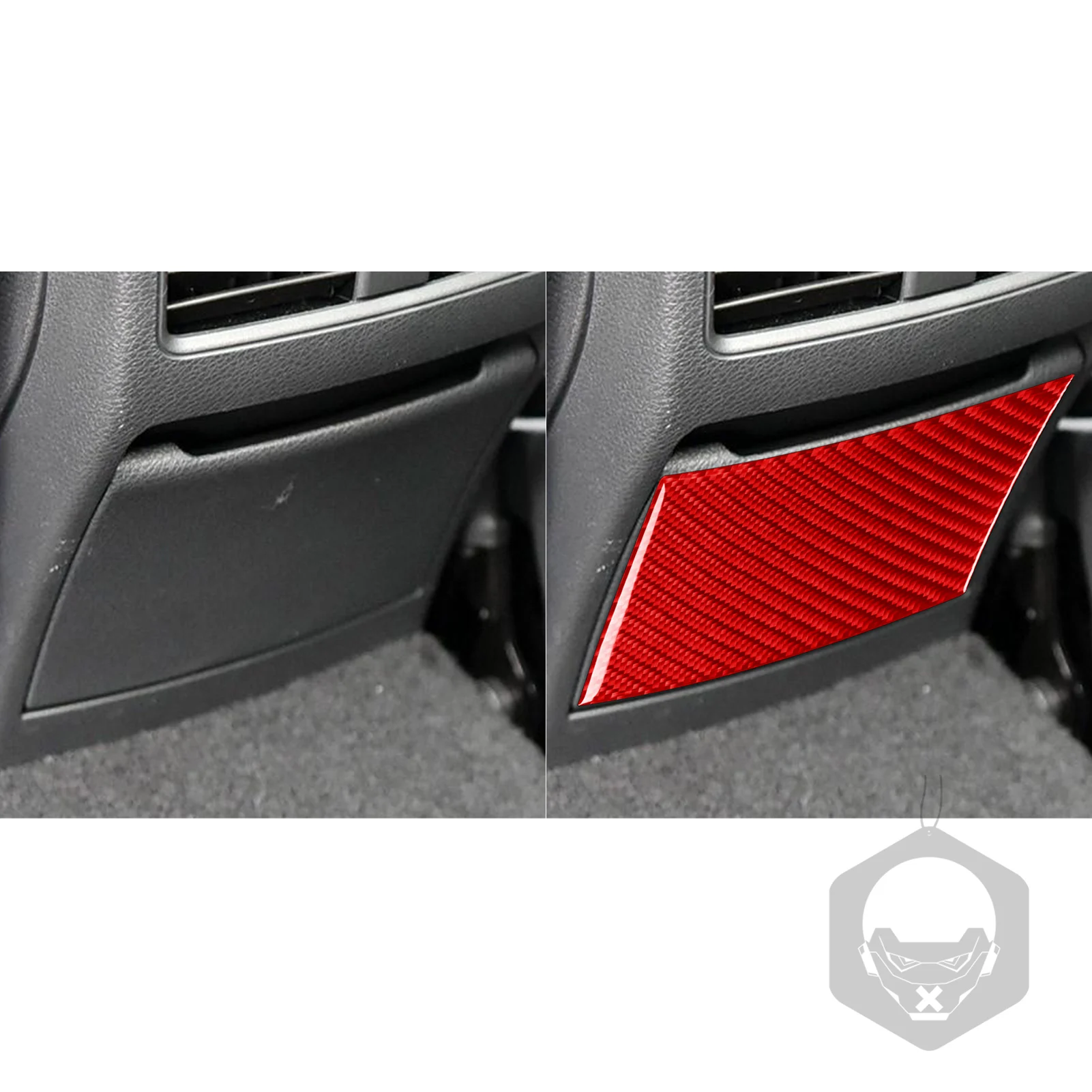 For Benz CLA C117 14-18 GLA X156 15-19 Red Carbon Fiber Rear Control Panel Storage Box Cover Interior Car Accessories Sticker