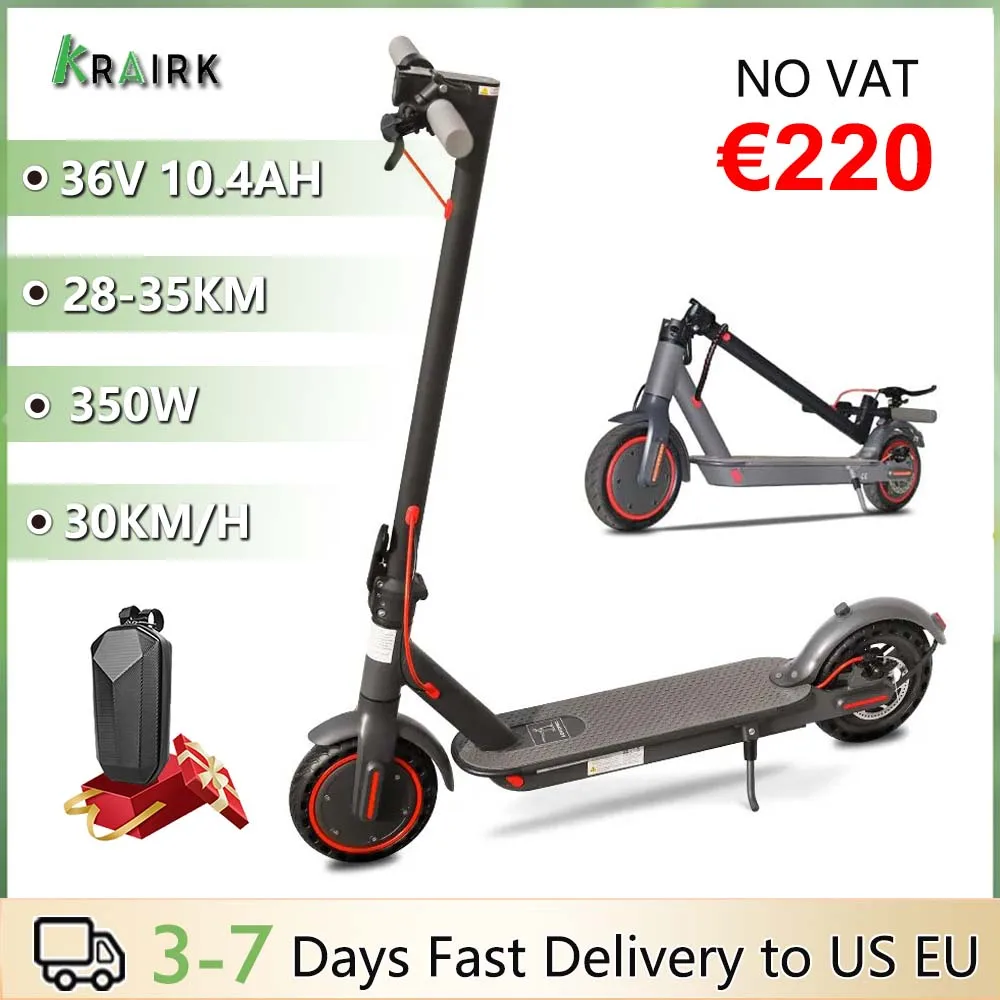 

350W Electric Scooter 36V 10.4Ah Battery 30km/h Max Speed Folding EScooter 8.5 inch Solid Tires Electric Kick Scooter for Adults