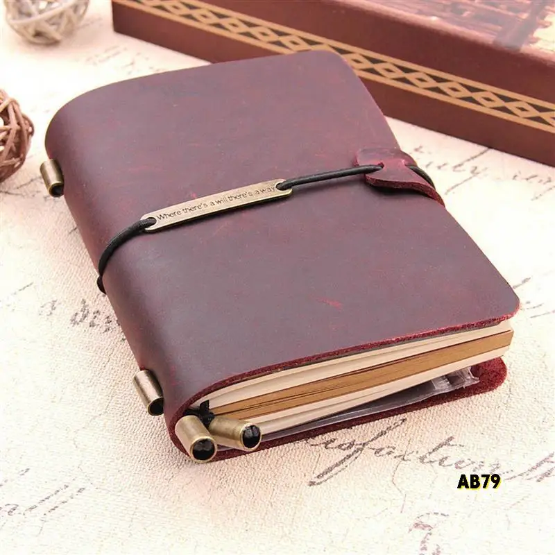 2X 手作りトラベラーズノート、レザートラベルジャーナルノートブック、男性&女性用、5.2 X 4インチ - レッドワイン