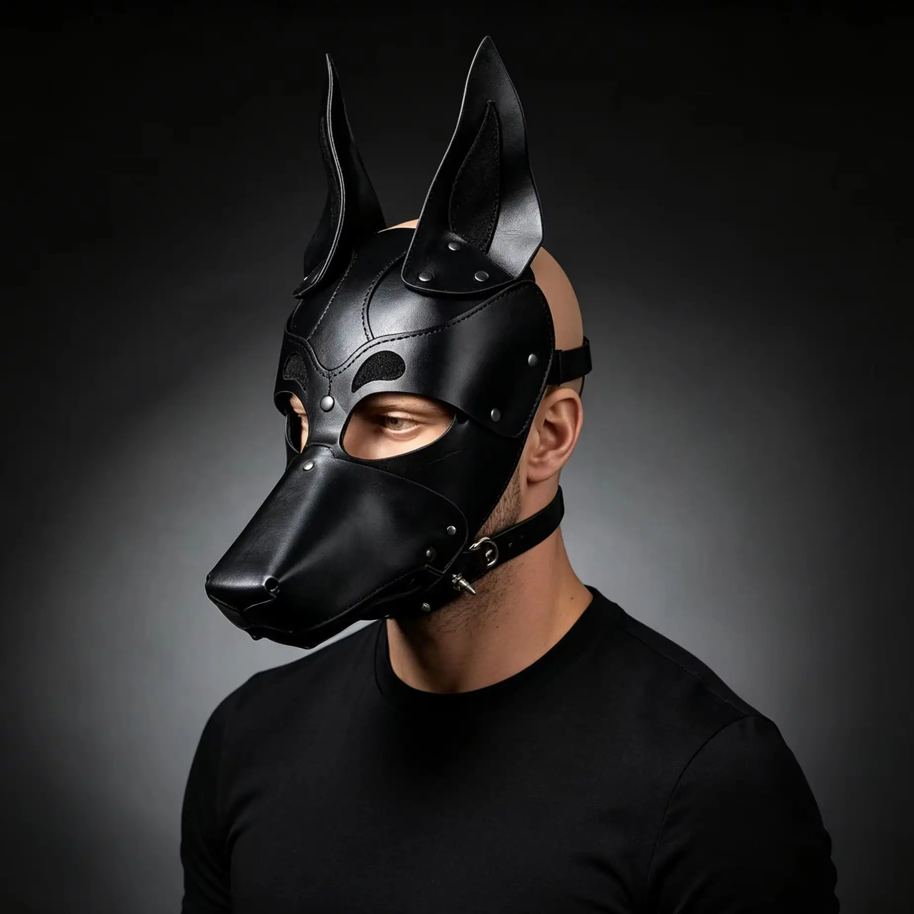 Faux Leather Dog Inspired Full Face Animal Mask Metal Rivet Ornament Adjustable Back Strap Adult Cosplay Costume Accessory 2026