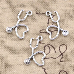 30pcs Charms Doctor Stethoscope 22x14mm Antique Silver Color Pendants DIY Crafts Making Findings Handmade Tibetan Jewelry