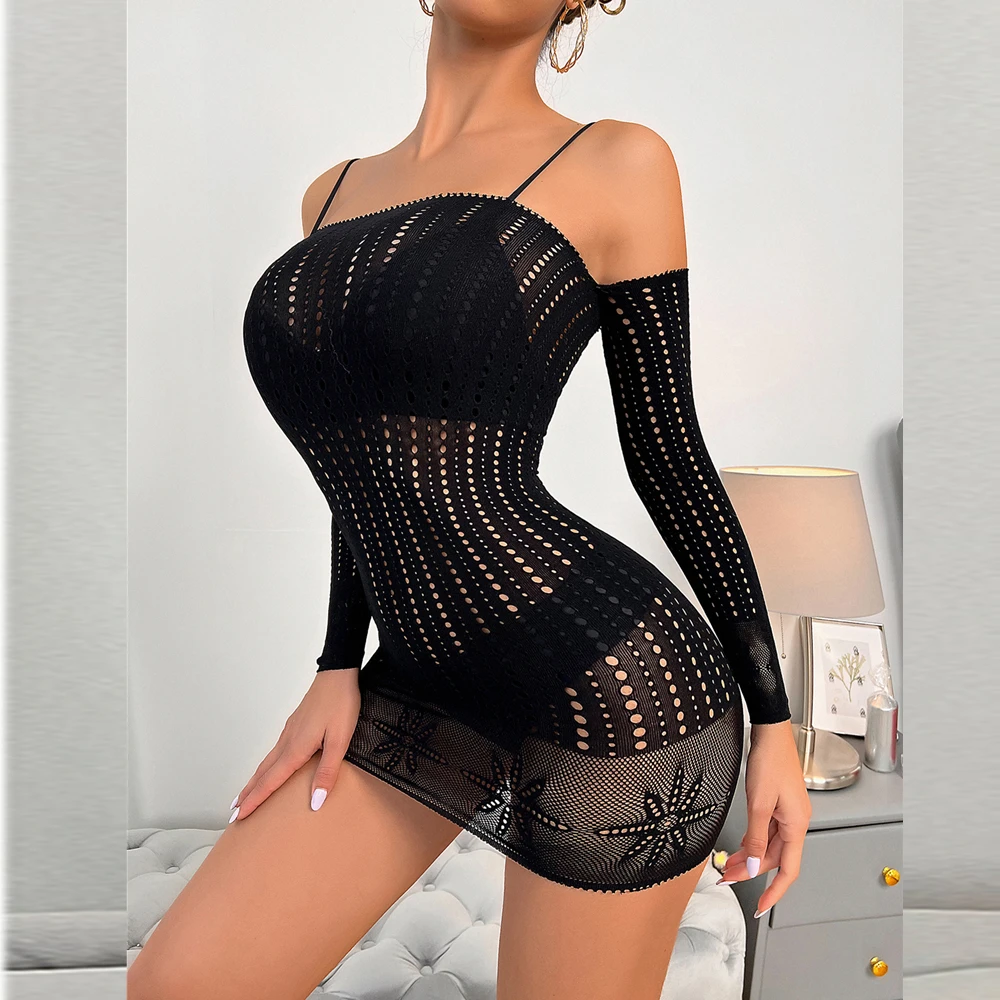 White New Fishnet Striped Exotic Dresses Catsuit Adult Lingerie Sexy Mesh Bodystockings For Women Bandage Tights Nightdress