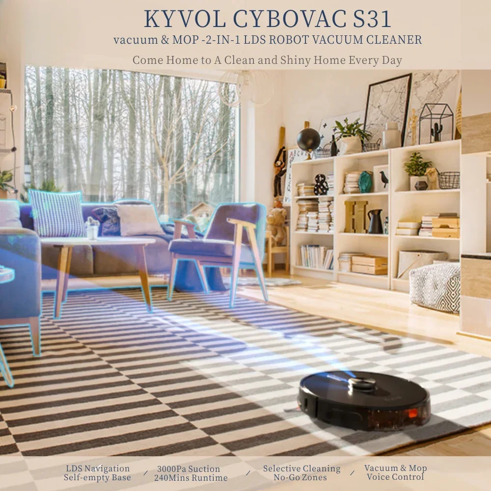 Kyvol S31 In Stock Fast Shipping Smart Laser Remote Cleaning Voice Control Robot Vacuum With Self-Emptying Dustbin