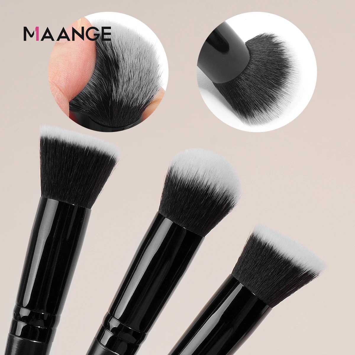 MAANGE 3PCS Makeup Brush Set Foundation Powder Blush Blending for Liquid Cream Blending Soft Bristle Cosmetic Beauty Tools