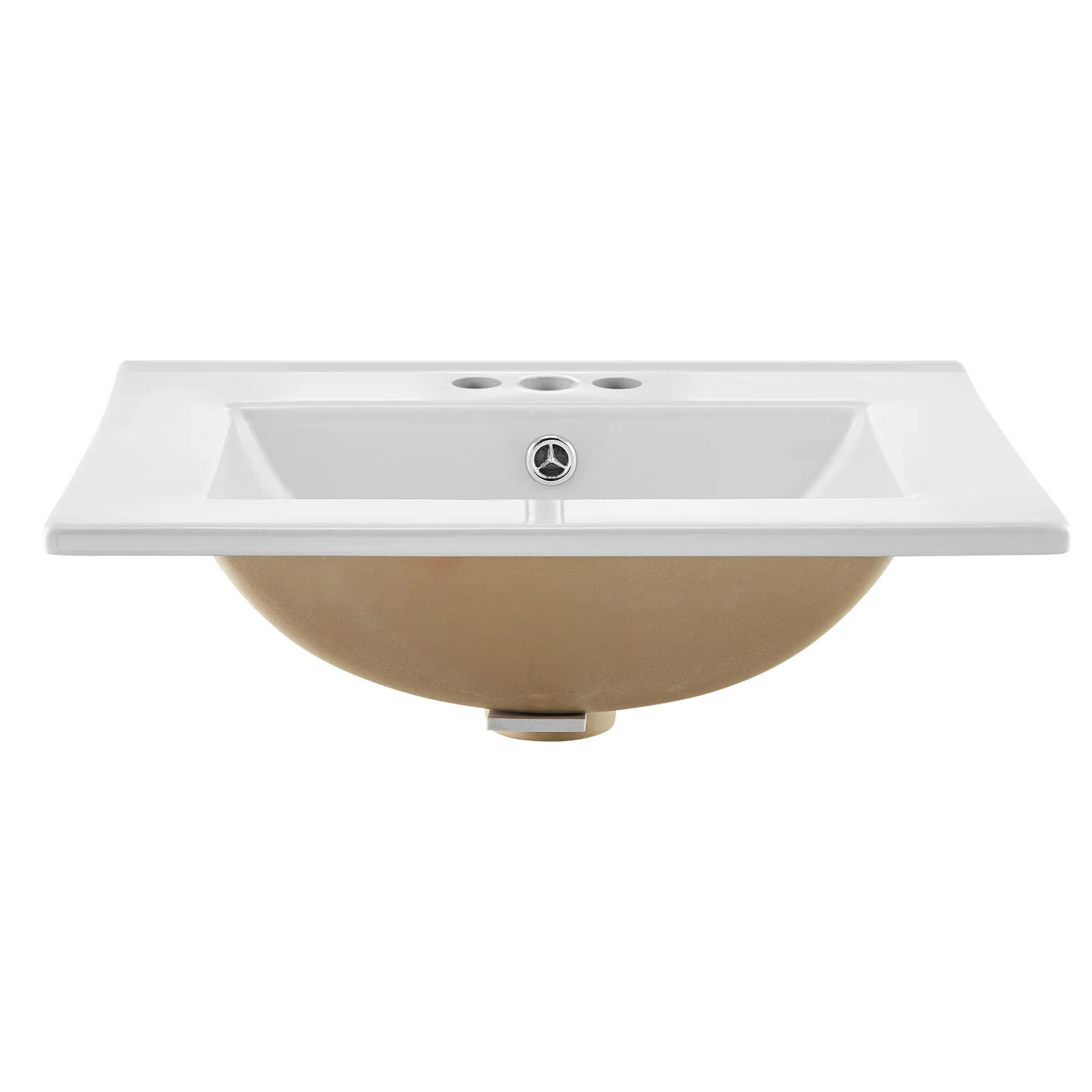 

SucceBuy Semi Recessed Bathroom Sink White Ceramic Vessel Sink with Overflow Drop in Modern Lavatory Vanity Bath Wash Bowl Basin