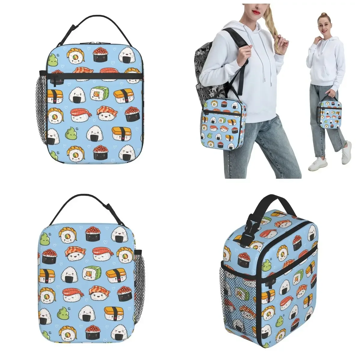 Insulated Lunch Tote Bag Cute Cartoon Sushi Pattern Accessories Food Box INS Trendy Thermal Cooler Lunch Box For School