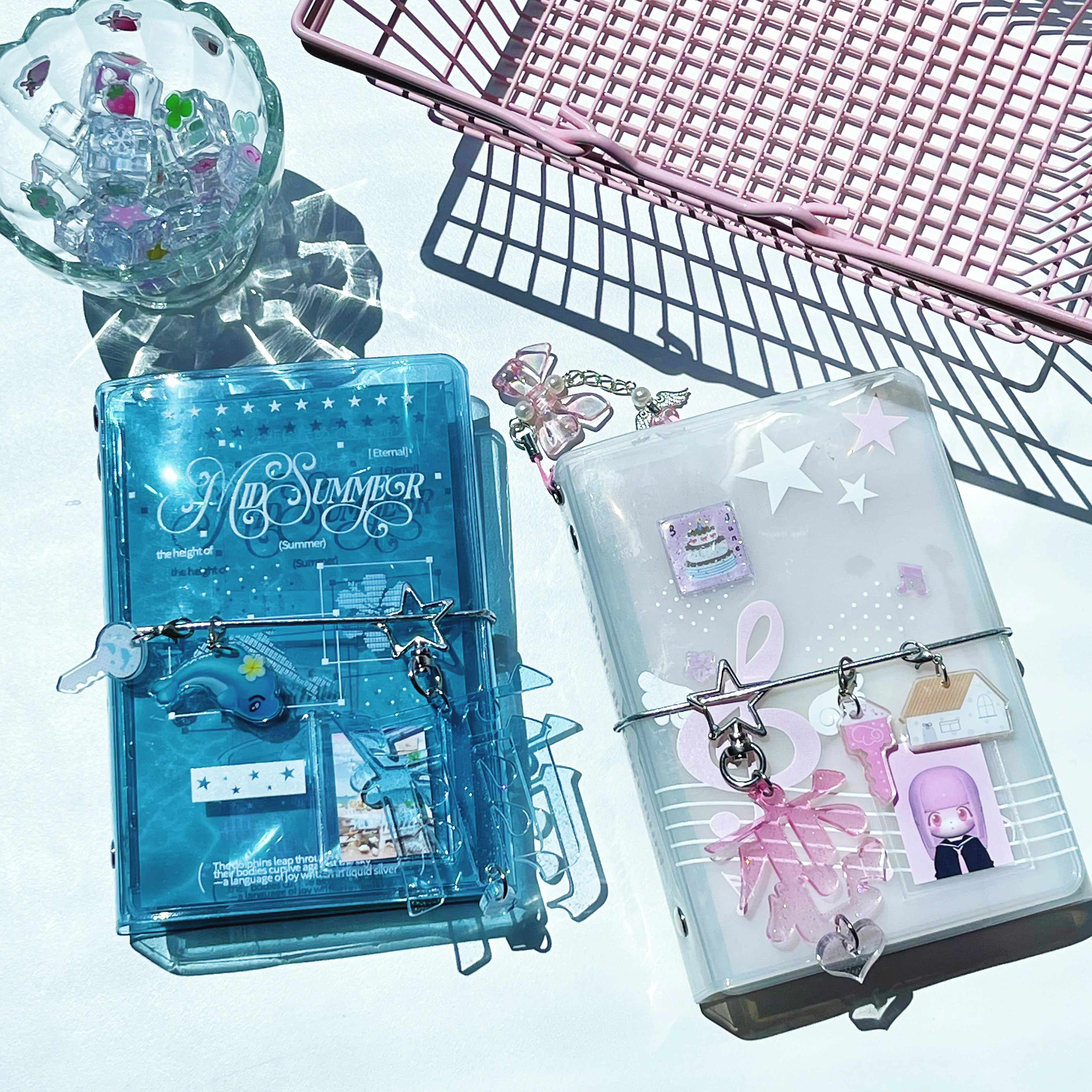 A7 الموثق ثلاثي الطي غطاء بولي كلوريد الفينيل المنظم WAKAWAKA منعش الصيف المحيط موضوع مخطط مع سحر ملحق مقسم صفحات دفتر #1