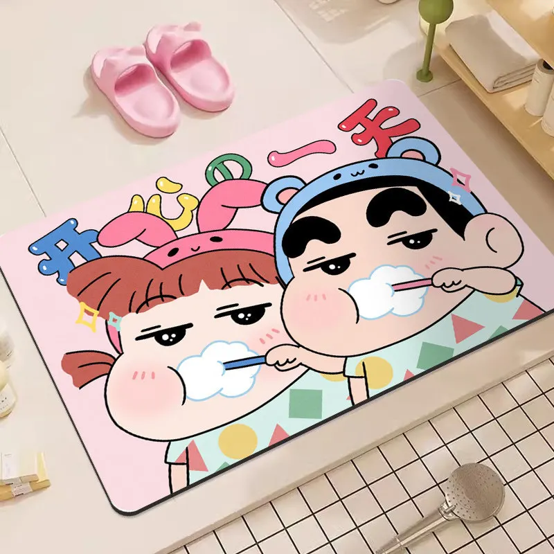 Crayon Shin-Chan Cartoon Diatomaceous Earth Bath Mat Super Absorbent Non Slip Door Mat For Bathroom Toilet Entryway Home Use - view 4
