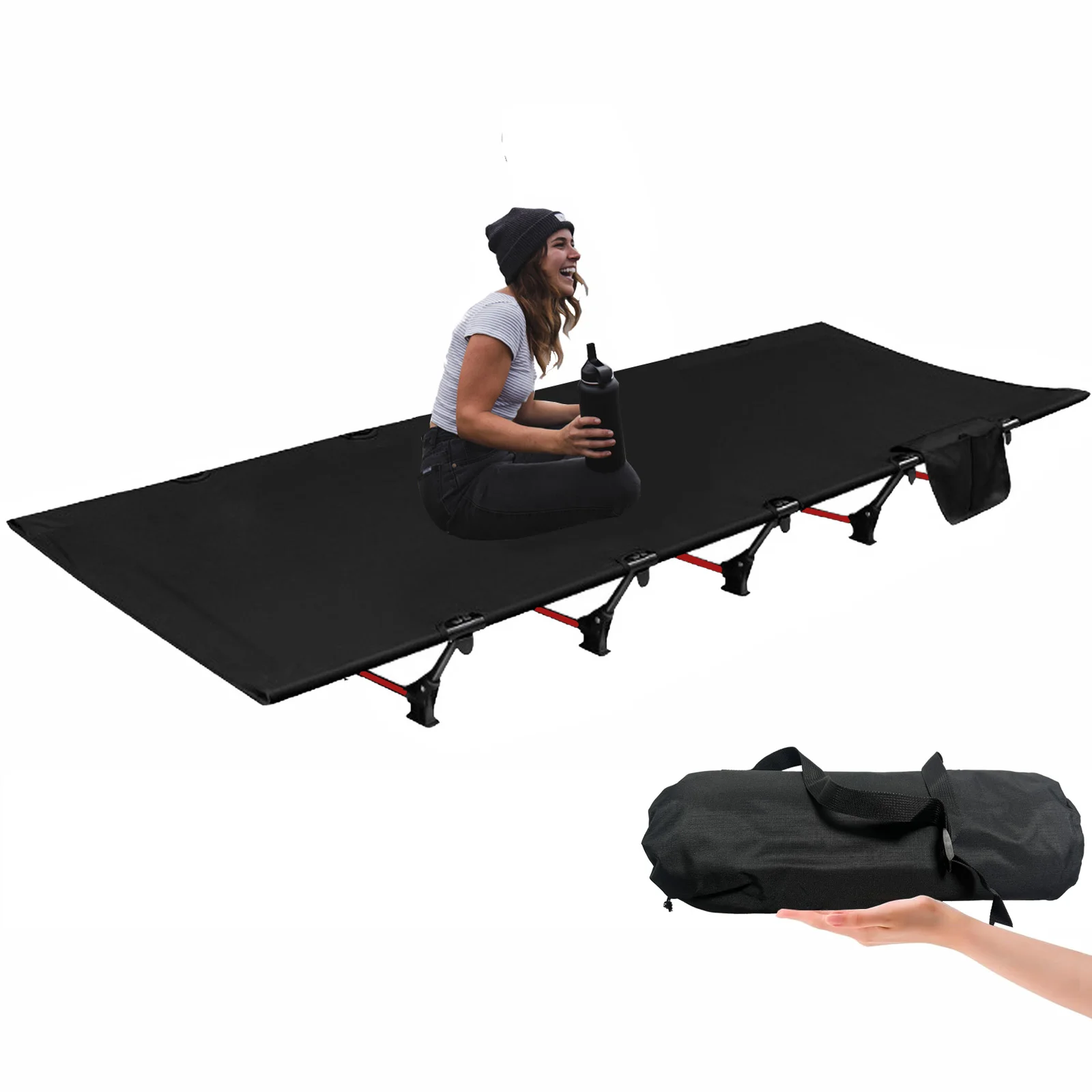 

Modern Style Portable Bunk Bed Aluminum Frame Steel Frame Carry Bag Foldable Bedroom Park Use Camping