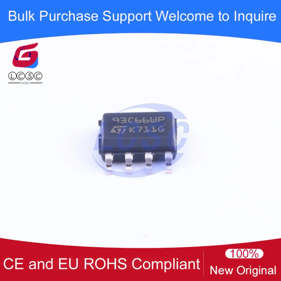 

M93C66-WMN6TP 4Kbit SPI EEPROM Memory IC Microwire Serial Access 2.5V-5.5V 2MHz SOIC-8 93C66WP 10Pcs/Pack