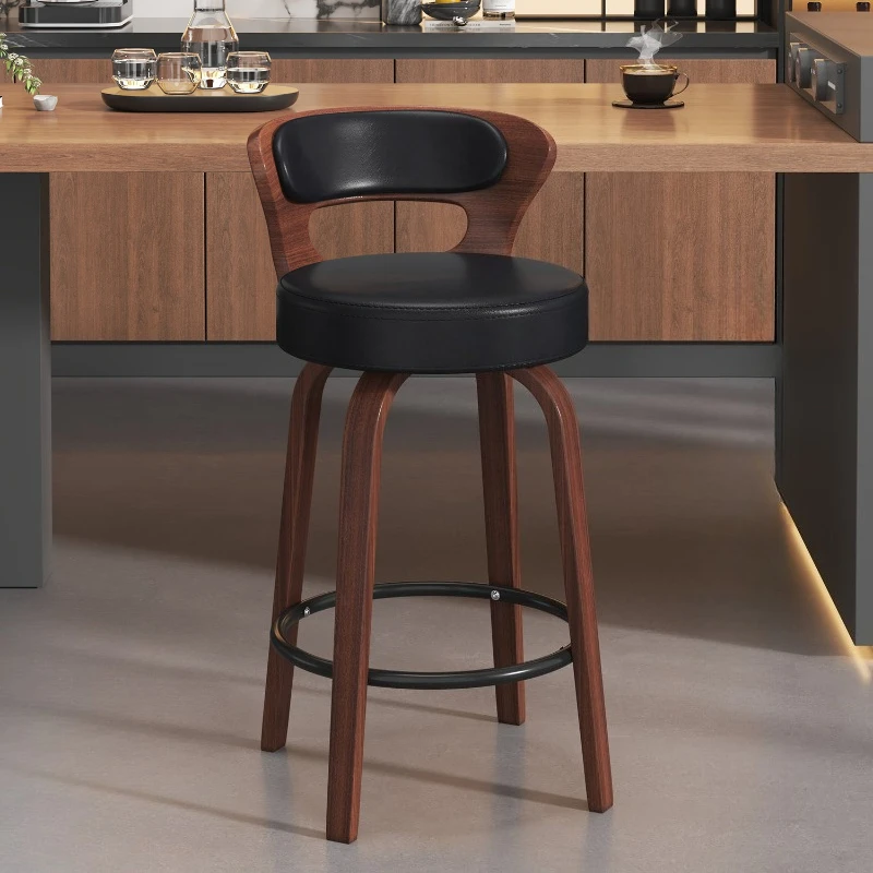 

vintage style bar chair comfortable ergonomic Solid wood bar stools Leather backrest taburetes altos de cocina bar furniture