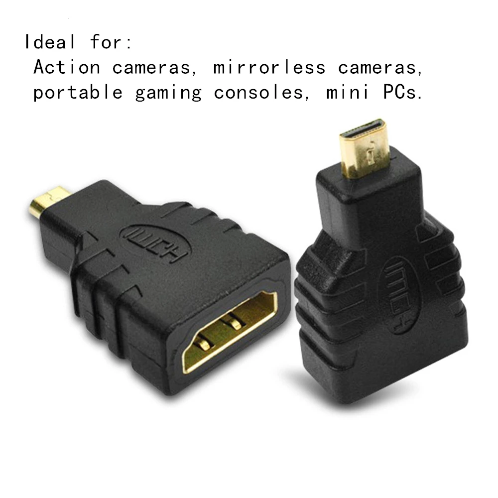 Micro HDMI to HDMI Converter Male to Female 4K Compatible for GoPro/DSLR/Tablet Gold-Plated