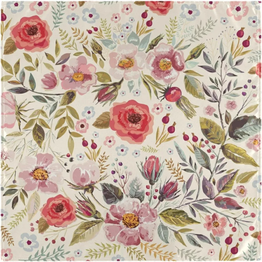 

Набор тканевых салфеток из 6 винтажных цветочных полиэстеровых кухонных салфеток для ужина на праздник, праздник, Новый год, свадебный декор