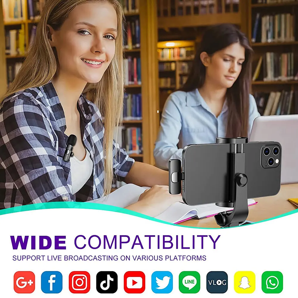 Draadloze Lavalier Microfoon Draagbare Audio Video-opname Mini Microfoon Voor Iphone Android Live-uitzending Gaming Telefoon Microfonoe