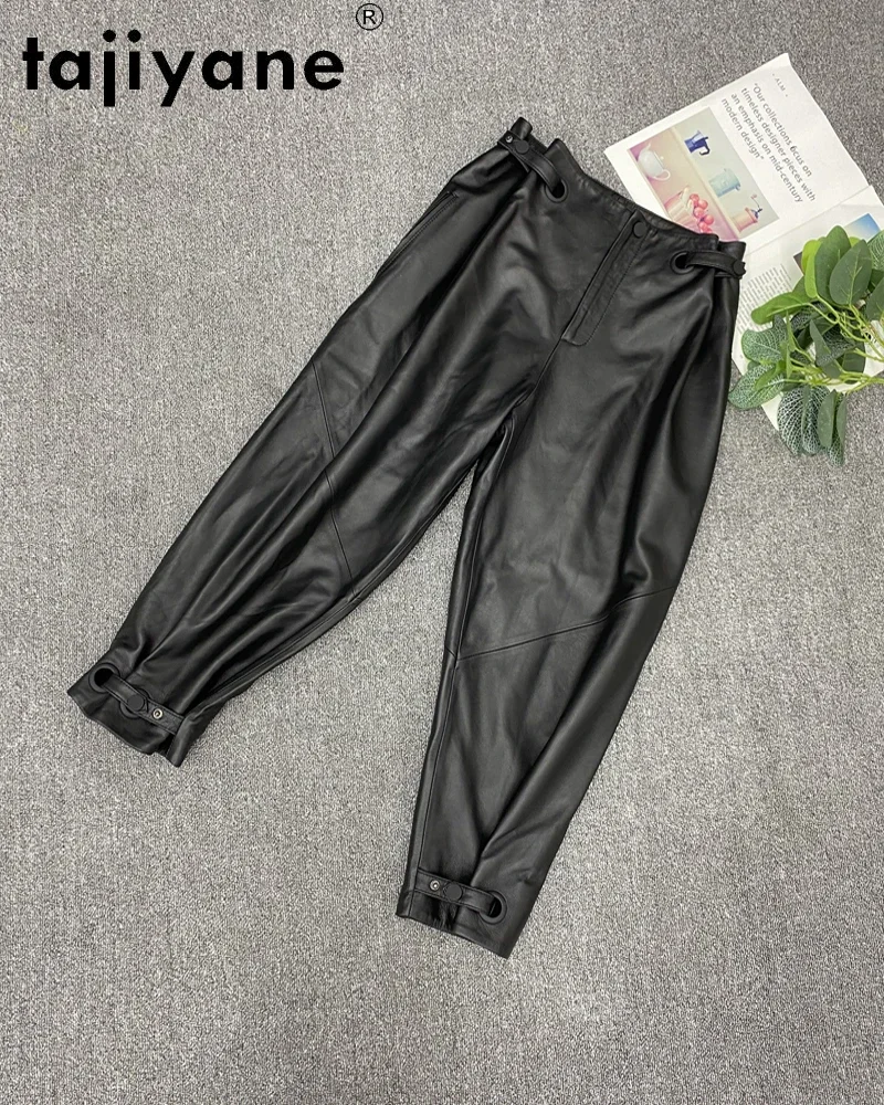 Tajiyane Pants Women 2021 High Waist Trousers Woman Real Sheepskin Pants Women's Leather Trousers Oversize Femme Pantalon TN2140