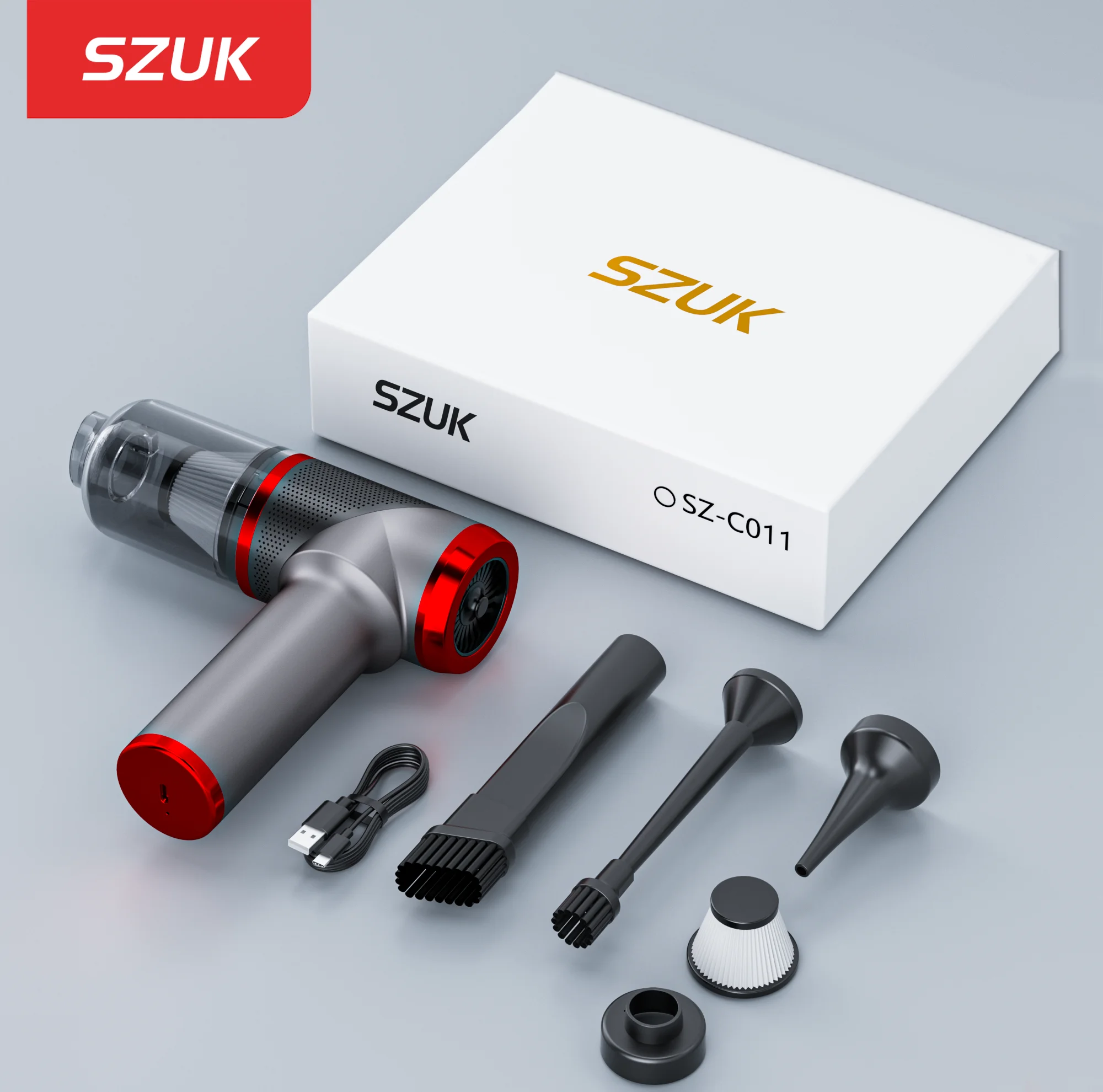 SZUK Car Vacuum Cleaner Wireless Portable Strong Suction Cleaning Machine Mini Handheld Vacuum Cleaner for Car Home and keyboard