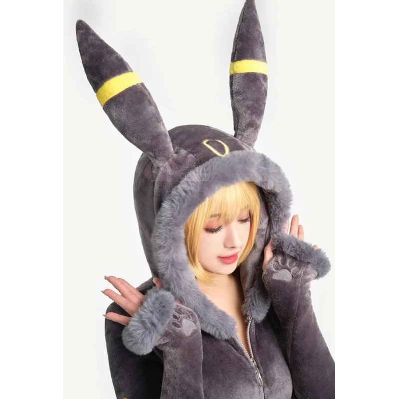 2025 New Anime Derivative Women Sexy Lingerie Bodysuit Plush Hooded Deep V Romper and Socks with Belt and Tail Cosplay Costu ☆ ☆