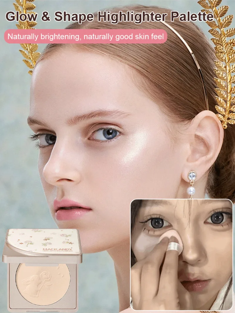 

Glow Highlighting Powder Palette Highlighting Tear Troughs, Frown Lines, Silhouettes, Natural Dimension and Delicacy