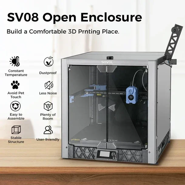 Sovol New Launched 3D Printer SV08 Metal and Silicon Boride Glass Open Enclosure for Constant Temperature Dust Proof Less Noise