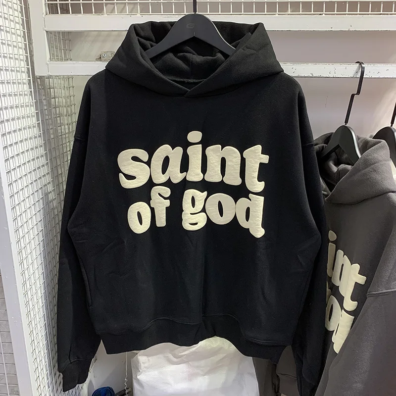 Trend New Puff Logo Saint Of God Hoodie Men Women Good Quality Oversized Casual CPFM Pullovers Sweatshirts