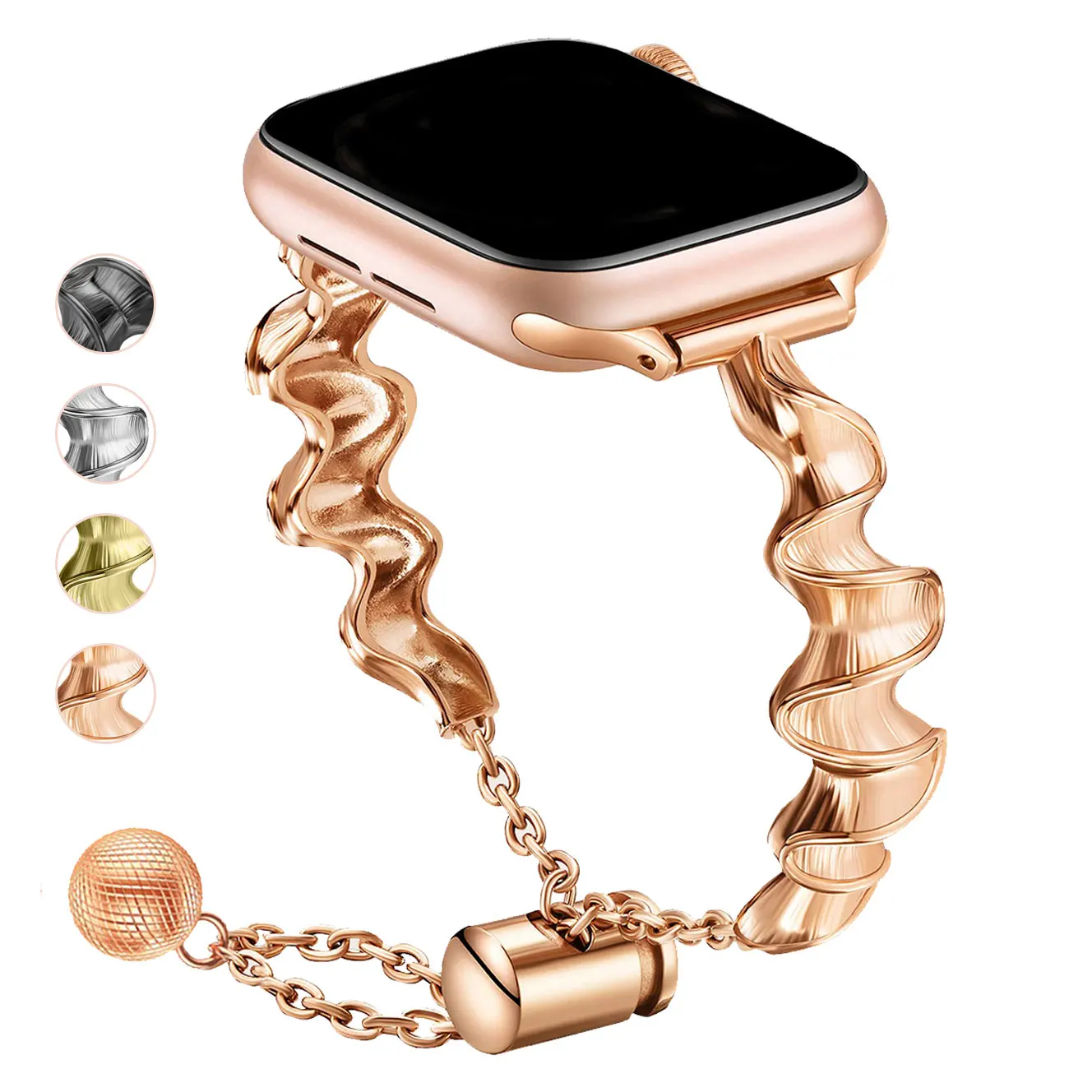 

Ribbon bracelet for Apple WatchUltra 49/38/40/41/42 44/45mm luxury metal strap for iWatch9/8/7/6-1SE