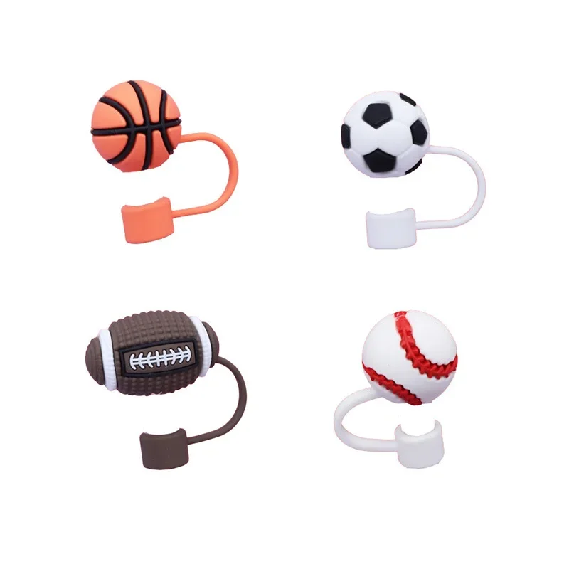 4/6pcs Football/rugby Straw Cover Cap for Stanley Cup Silicone Straw Topper Compatible With Stanley 30&40 Oz Tumbler with Handle