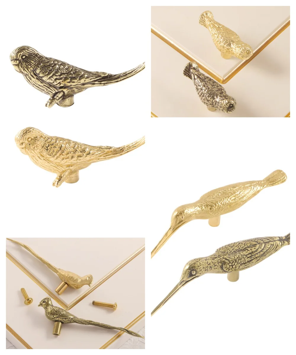 Golden Bird Furniture Handle Door Knobs Brass Solid Handles For Kitchen Wine Cabinet Door Wardrobe Cupboard Drawer Pulls Diyhome