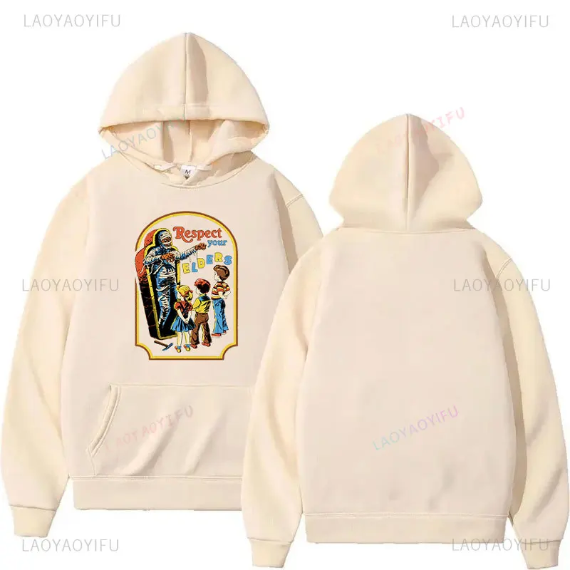 

Respect Your Elders Theme Graphic Long Unisex Autumn Sleeve Hooded Fashion Popular Men's Women's Streetwear Pullovers Sweatshirt