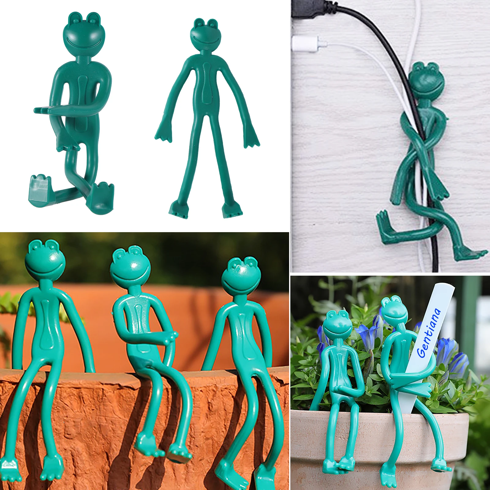 Frog Shaped Plant Ties Garden Flower Vegetable Planting Vine Stem Branch Correction Climbing Fix Clips Reusable Cable Wire Ties