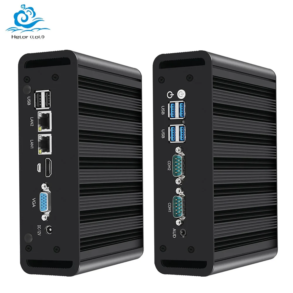 Helorpc 2LAN industriële mini-pc met Inter i5-5200U DDR3 2RS232/RS485 COM Ondersteuning Windows10 Linux PXE Firewall Fanless Computer