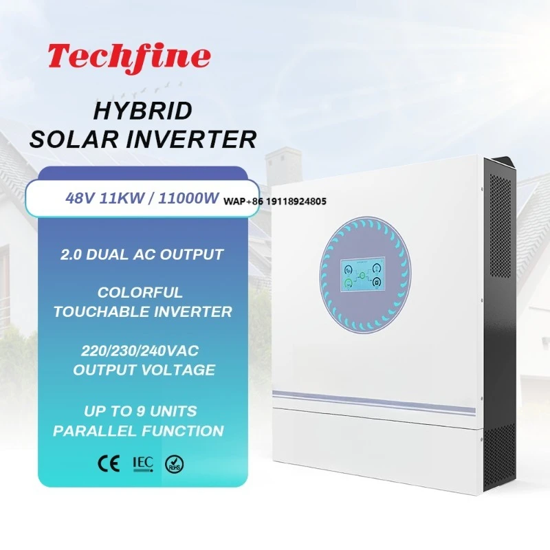 

Гибридный солнечный инвертор 500В DC 3кВт 4кВт 5.5кВт 6.2кВт 11кВт для сетевых и автономных систем, 48В 24В, с двойным выходом переменного тока, синусоидальный, для дома и промышленности