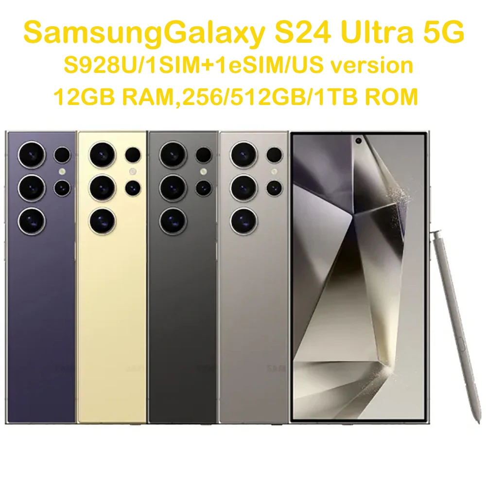 Teléfono Inteligente Samsung Galaxy S24 Ultra 5G S982U Android con Pantalla de 6.8 Pulgadas, Batería de 5000 mAh, Carga Rápida de 45 W, NFC, Cuatro Cámaras de 200 MP, Desbloqueo Facial y IA