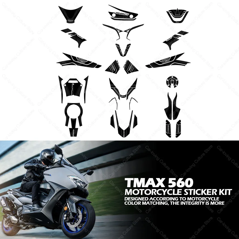 

3D Motorcycle Tank Pad Protector Sticker Gas Tank Decals Scratch Resistant Protective Sticker Full Set For TMAX 560 tmax560