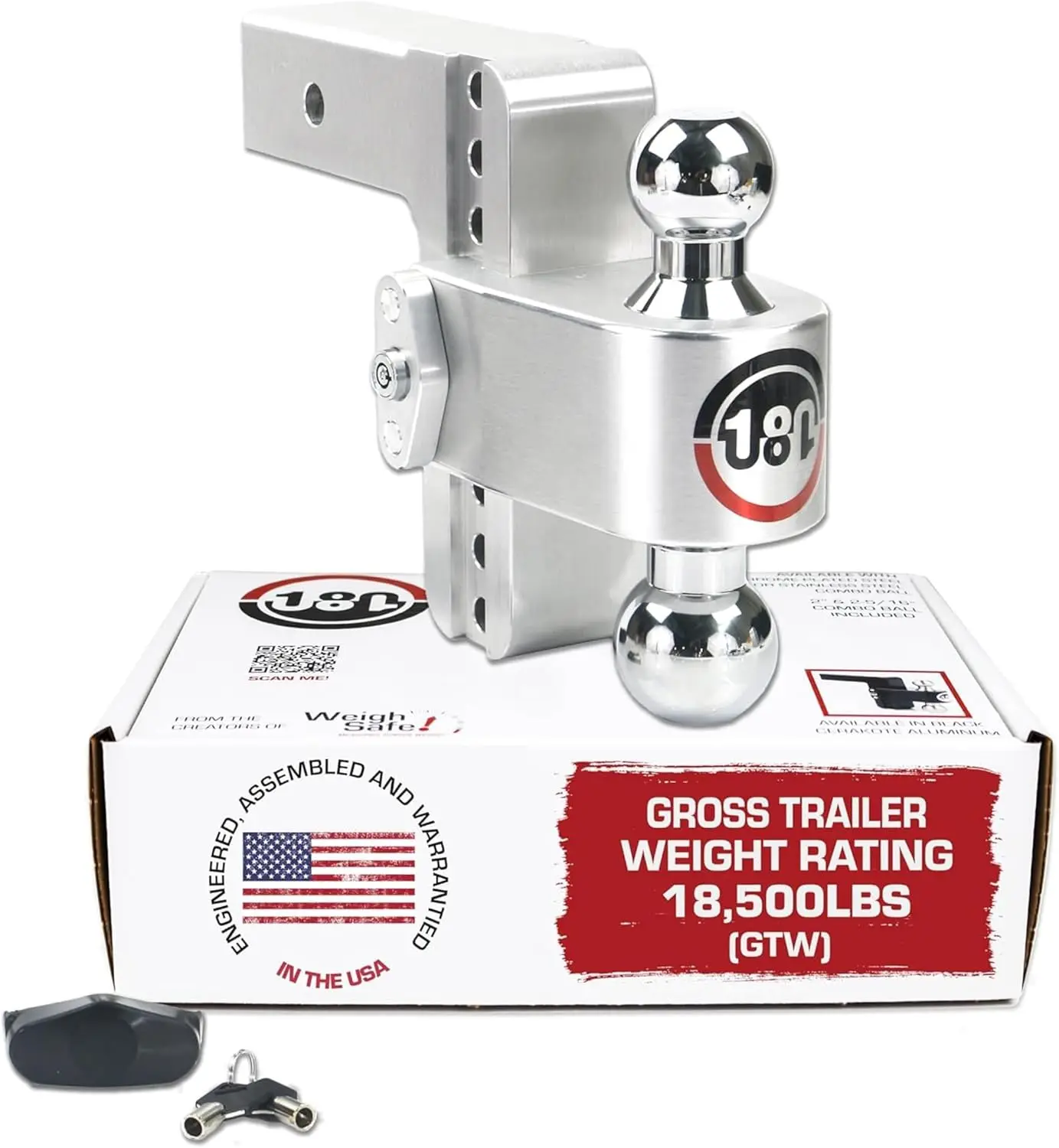 

Adjustable Trailer Hitch with 6" Drop, Chrome Balls, 18.5K GTW for 2.5" Receivers