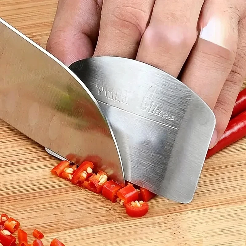 1-6PC Stainless Steel Finger Guard Anti Cut Shield Anti Slip Grip Safe Cutting Kitchen Tool for Cooking