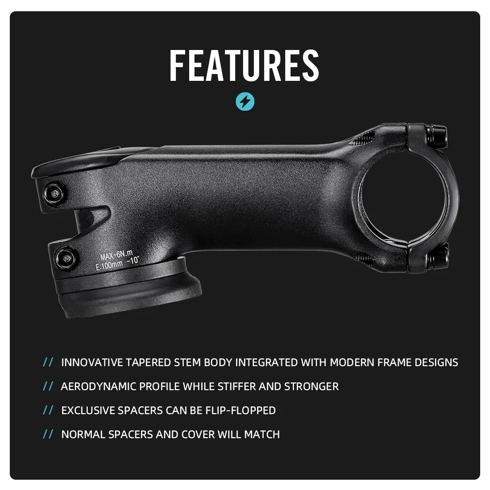 جذع دراجة RYET خفيف الوزن مع دراجة سباق مزورة ثلاثية الأبعاد من Aero Spacers -10 ° 35 مللي متر 28.6x31.8 مللي متر 70-120 مللي متر أجزاء حامل المقود الناهض #4