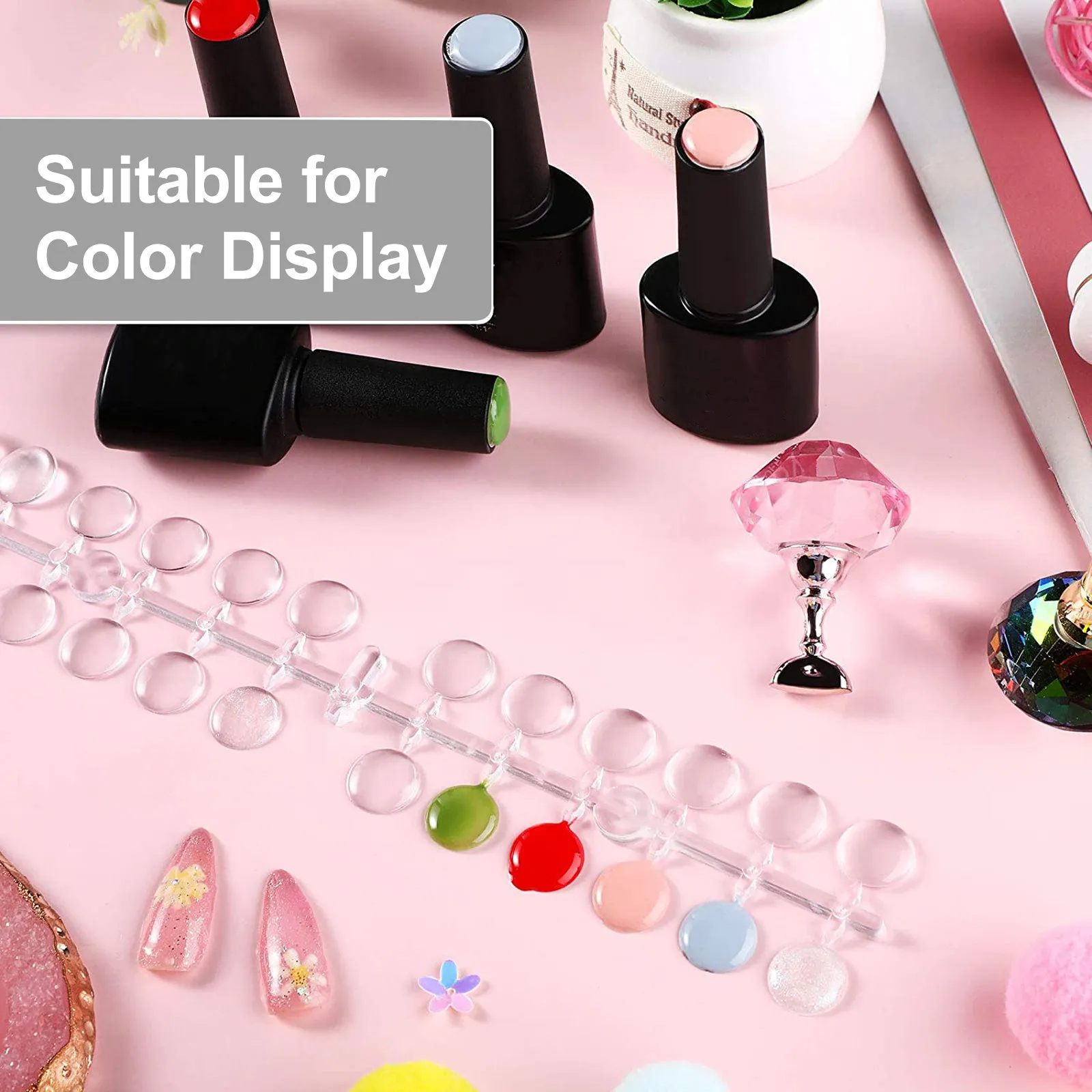 プロ仕様のネイルカラーチャートボード-–-マニキュアサロン、ネイルアートの練習、およびご自宅でのdiyに最適な透明な円形チャート
