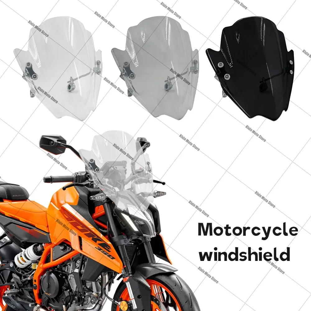 

For Duke 125 200 390 690 790 890 1290 SMC new Adjustable Windshield Universal Motorcycle Windscreen Deflector 22.25.28