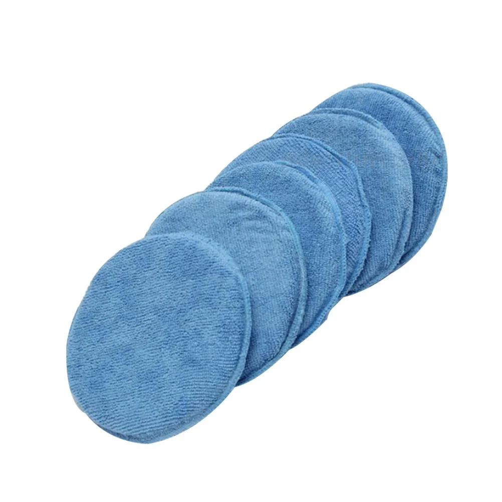 

6Pcs Blue Polish Wax Sponge 5 Inch Car Waxing Pad for Auto Cleaning Detailing Dressing Reusable Up to 8 Uses