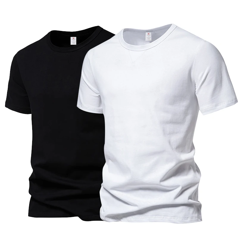 Men\'s Short Sleeve Basic Top Tees Casual 100% Cotton Regular Fit O-Neck T Shirts Black White Navy Gray