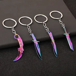 Mini Valorant  Melee Reaver 2.0 Karambit Keychain Game Peripheral Samurai stilett Model Metal Key Ring Pendant Jewelry Male Gift