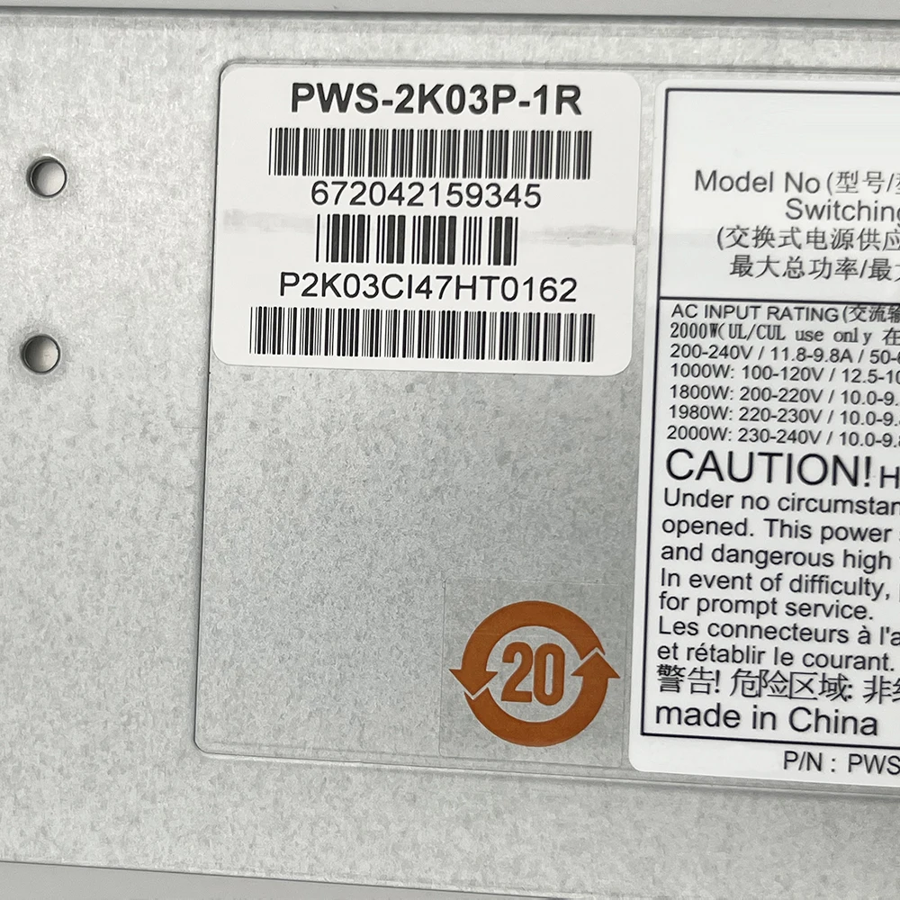 

For CPR-2021-2M1 Redundant Power Supply 2000W CPR-2021-2M17 Perfectly Tested