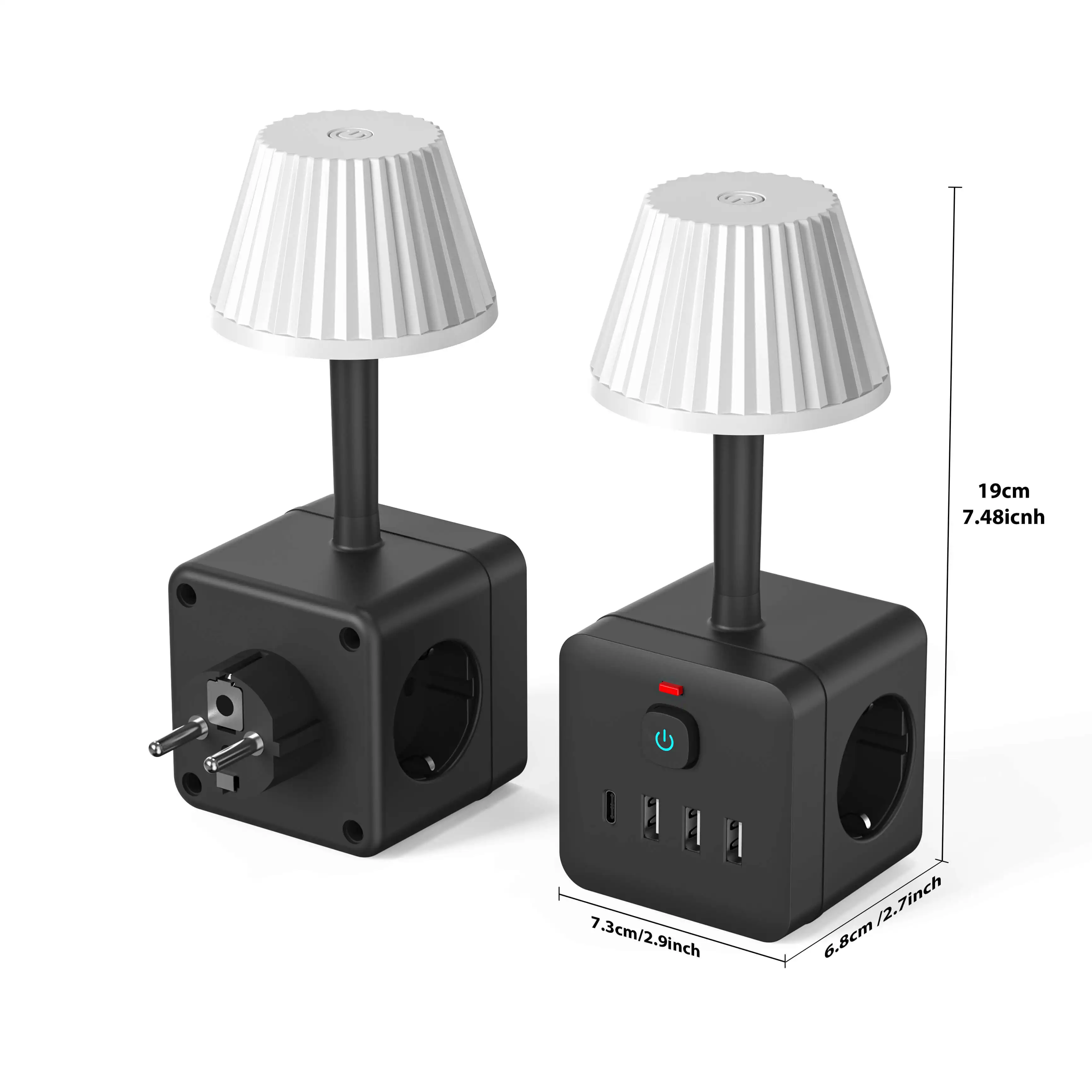 1 Pc 3-Outlet Power Strip with Adjustable Brightness Desk Lamp, Surge Protection, On/Off Switch, 3 USB-A Ports & 1 USB-C Port image 5