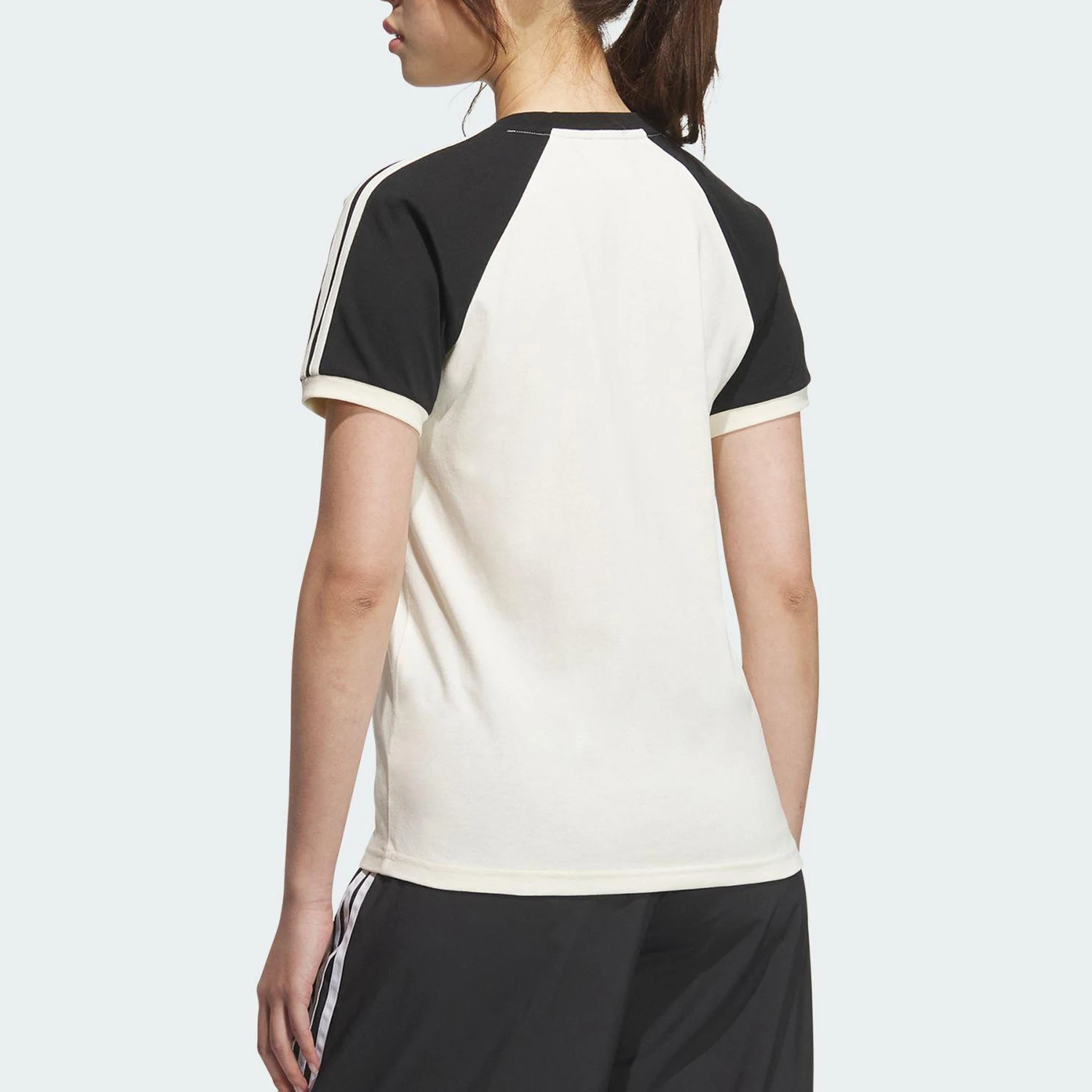 Adidas Authentic Three Leaves Women's V-Neck Daily Patchwork Breathable T-Shirt KF0316