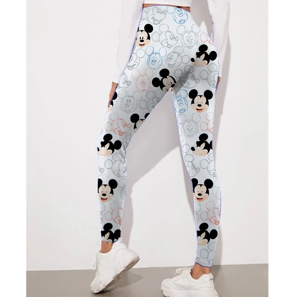 ผู้หญิงยิมLeggings Disney Mickey Mouse Minnieพิมพ์Mujer Push Up BootyกางเกงScrunchกีฬาฟิตเนสสูงเอวออกกําลังกายโยคะ
