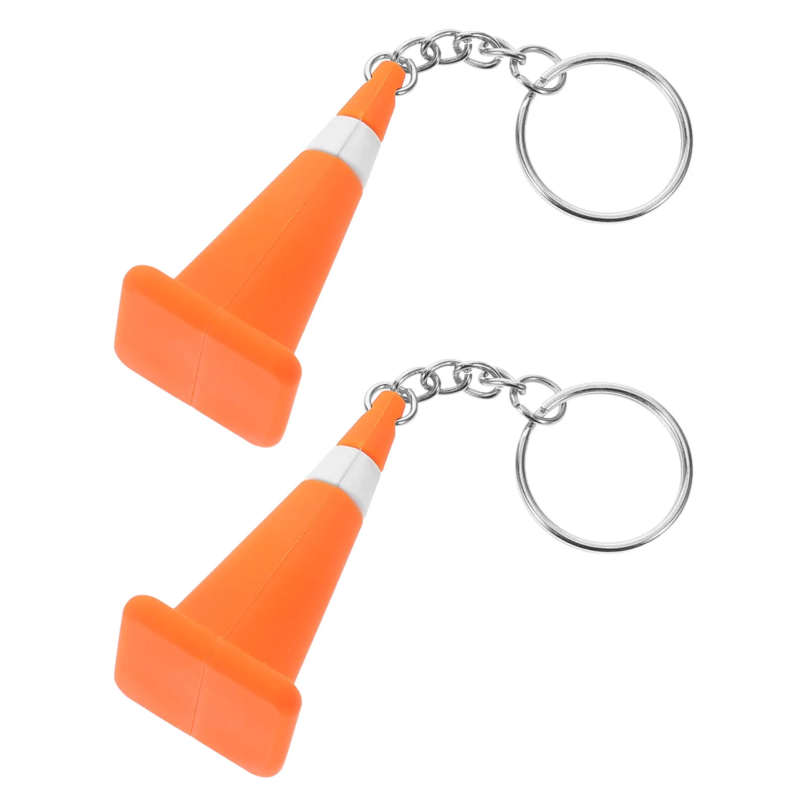 2 Pcs Key Shackle Road Cone Keychain Construction Ring Safety Charm Orange Keychains Child