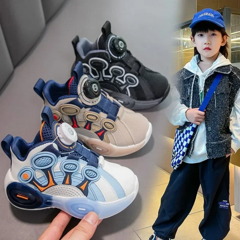 2024 Fall New  Fashion Casual Children's Shoes Autumn New Boys' Sports Shoes Breathable Little White Shoes Mesh chunky sneakers