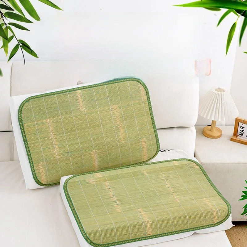 Natural Bamboo Leaf Pillowcases Pair Adult Cooling Mat Scratch Green Large Single Ice Silk Cover Chinese Style Bedding Access...