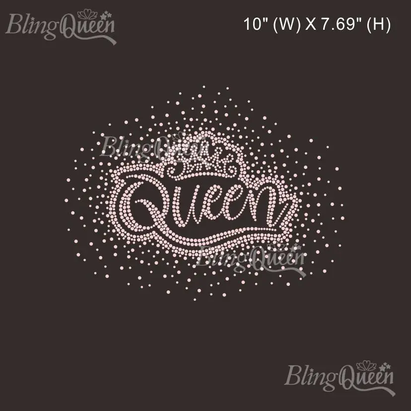 

BlingQueen- Iron on Rhinestone Transfer, Strass Iron on Applique, Bling Hot Fix Motif, Queen With Crown Design, 25Pcs Lot