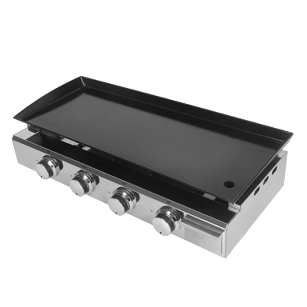 ITOP Commercial Griddle Plancha LPG 4 Burners Wide Cooking Area Non-stick Surface Enameled Cast Iron Plate Outdoor BBQ Grill